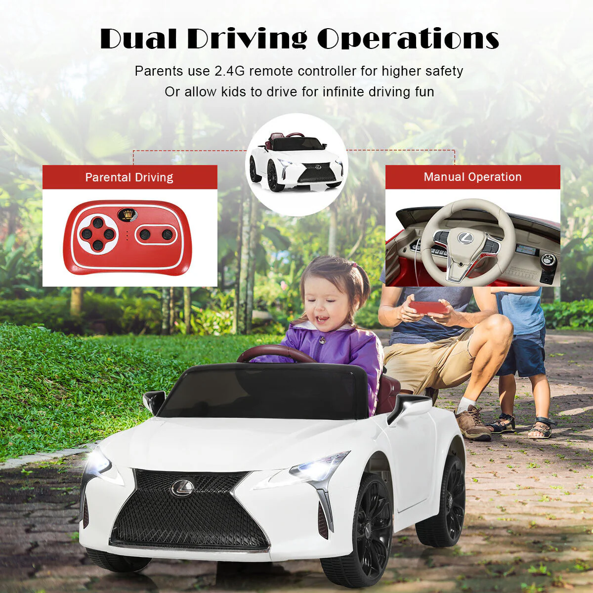 Licensed Lexus LC500 12V Kids Ride-On Car with Remote Control - White - Image 5