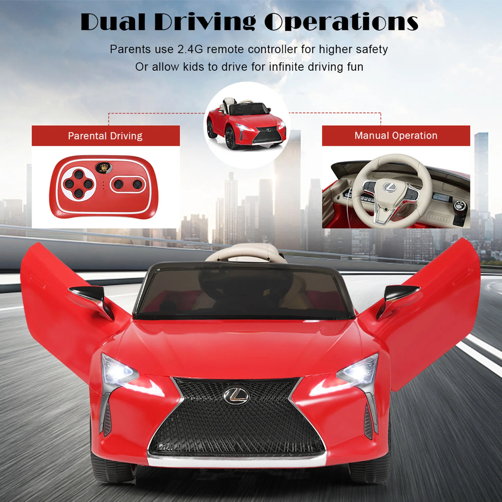 Licensed Lexus LC500 Kids Ride On Car with MP3 and Remote Control - Red (12V) - Image 7
