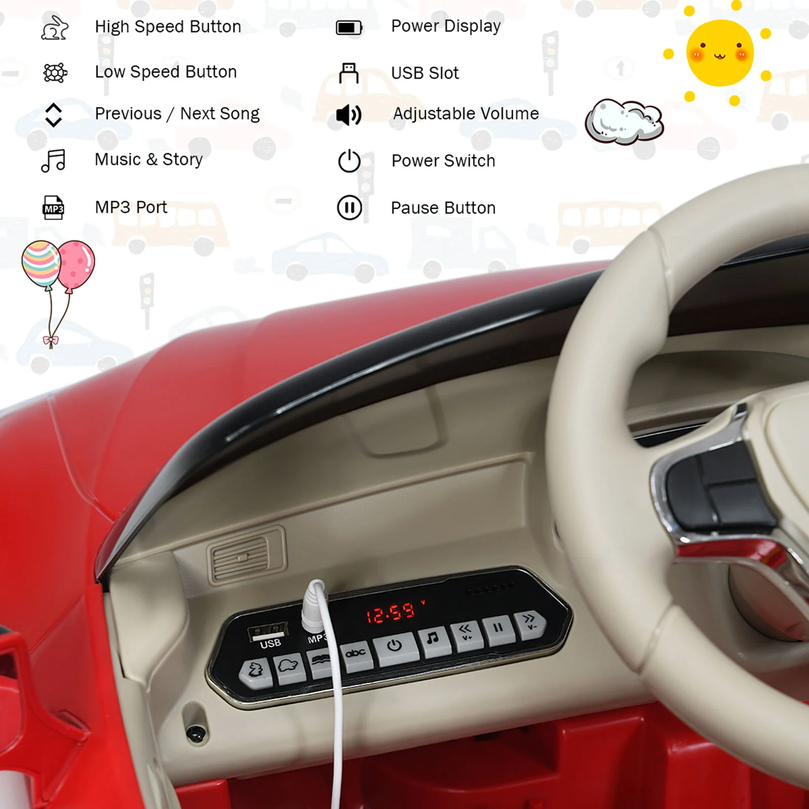 Licensed Lexus LC500 Kids Ride On Car with MP3 and Remote Control - Red (12V) - Image 9