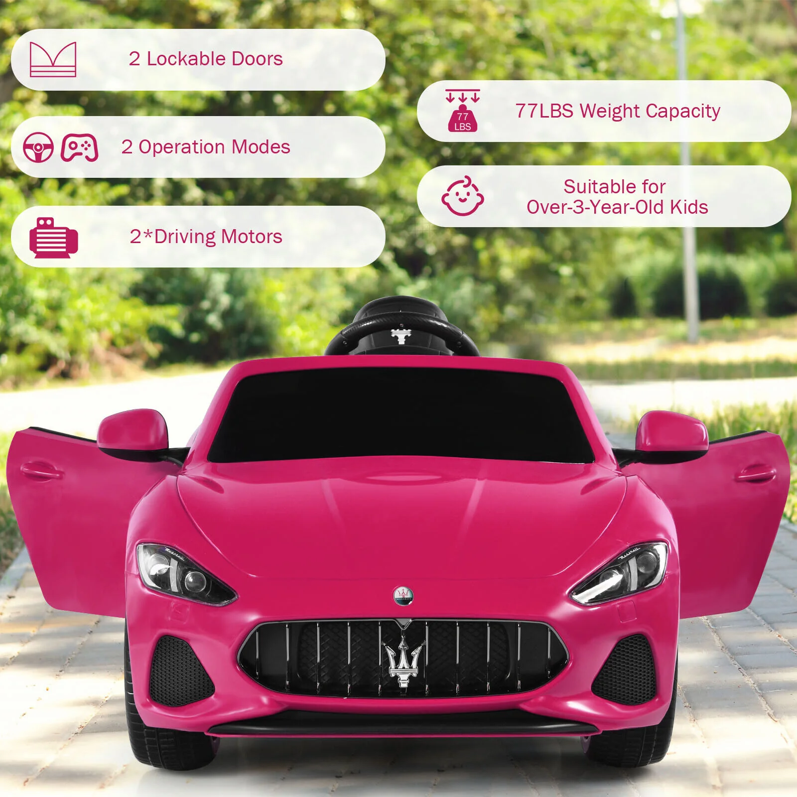 Licensed Maserati GranCabrio 12V Ride On Car with Remote Control and Music for Kids - Image 6