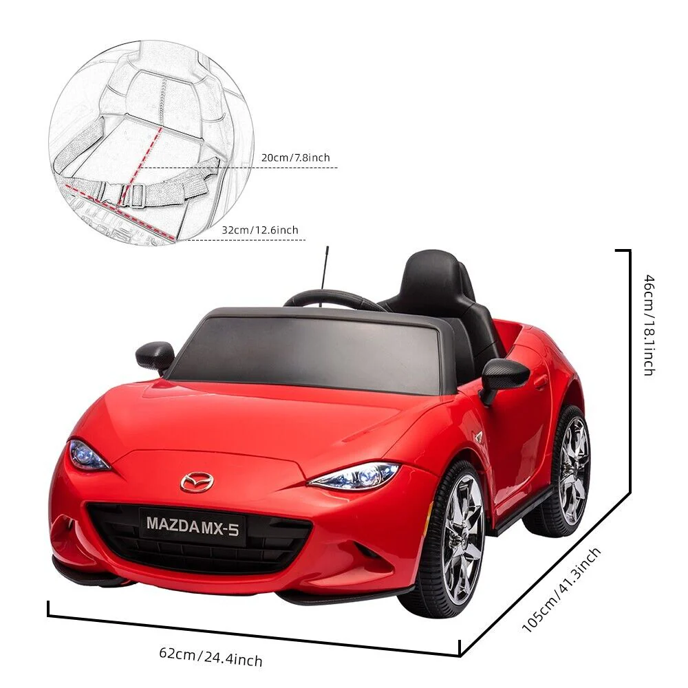 Licensed Mazda 12V Ride-On Car for Kids with Remote Control and LED Lights - Image 2