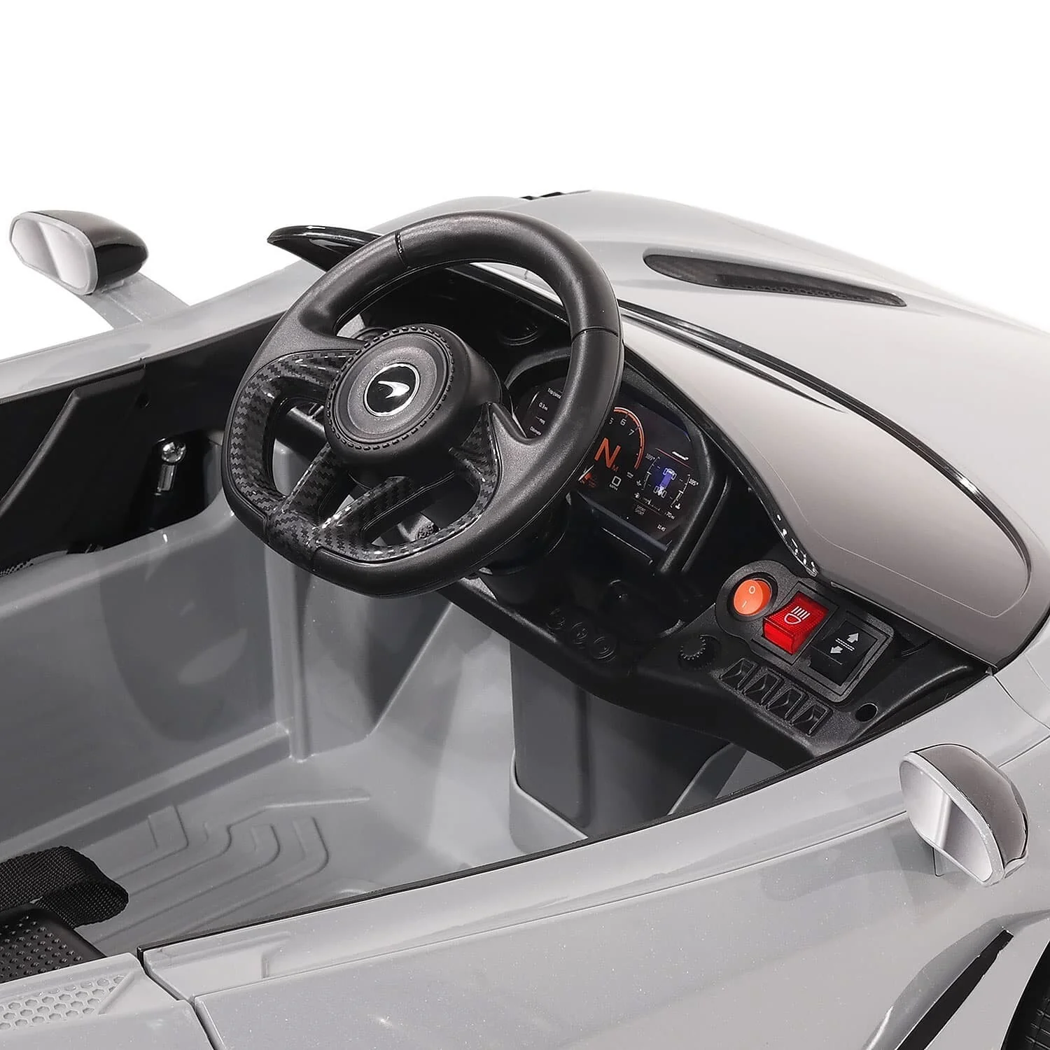 Licensed Kids 12V McLaren 765LT Ride-On Sports Car with Rubber Tires, Lights, Music, and Remote Control - Image 10