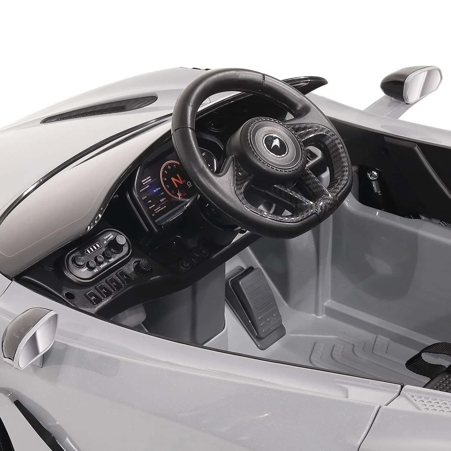 Licensed Kids 12V McLaren 765LT Ride-On Sports Car with Rubber Tires, Lights, Music, and Remote Control - Image 9