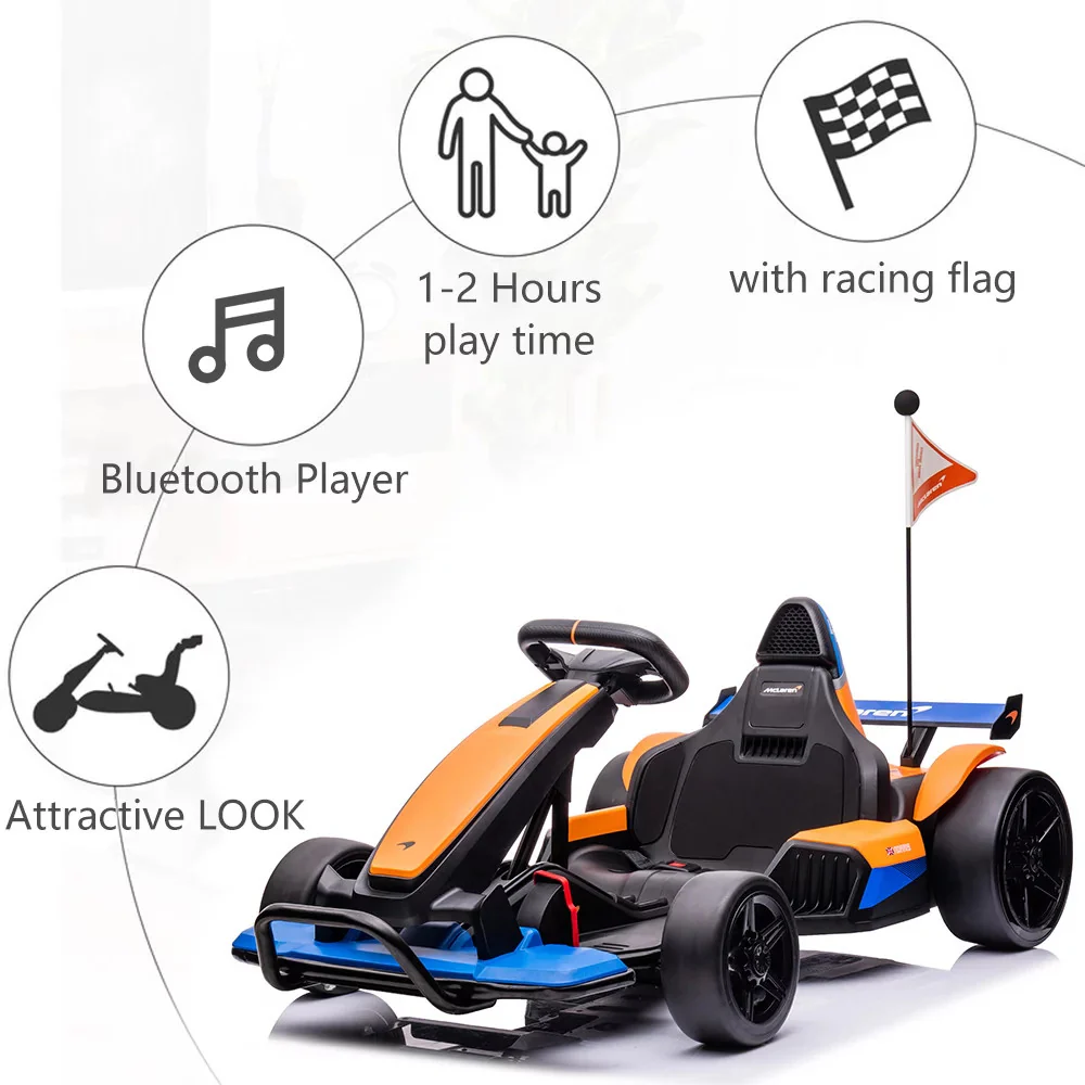 Mclaren Kids 24V Battery-Powered Ride-On Go-Kart Toy with Bluetooth - Image 5