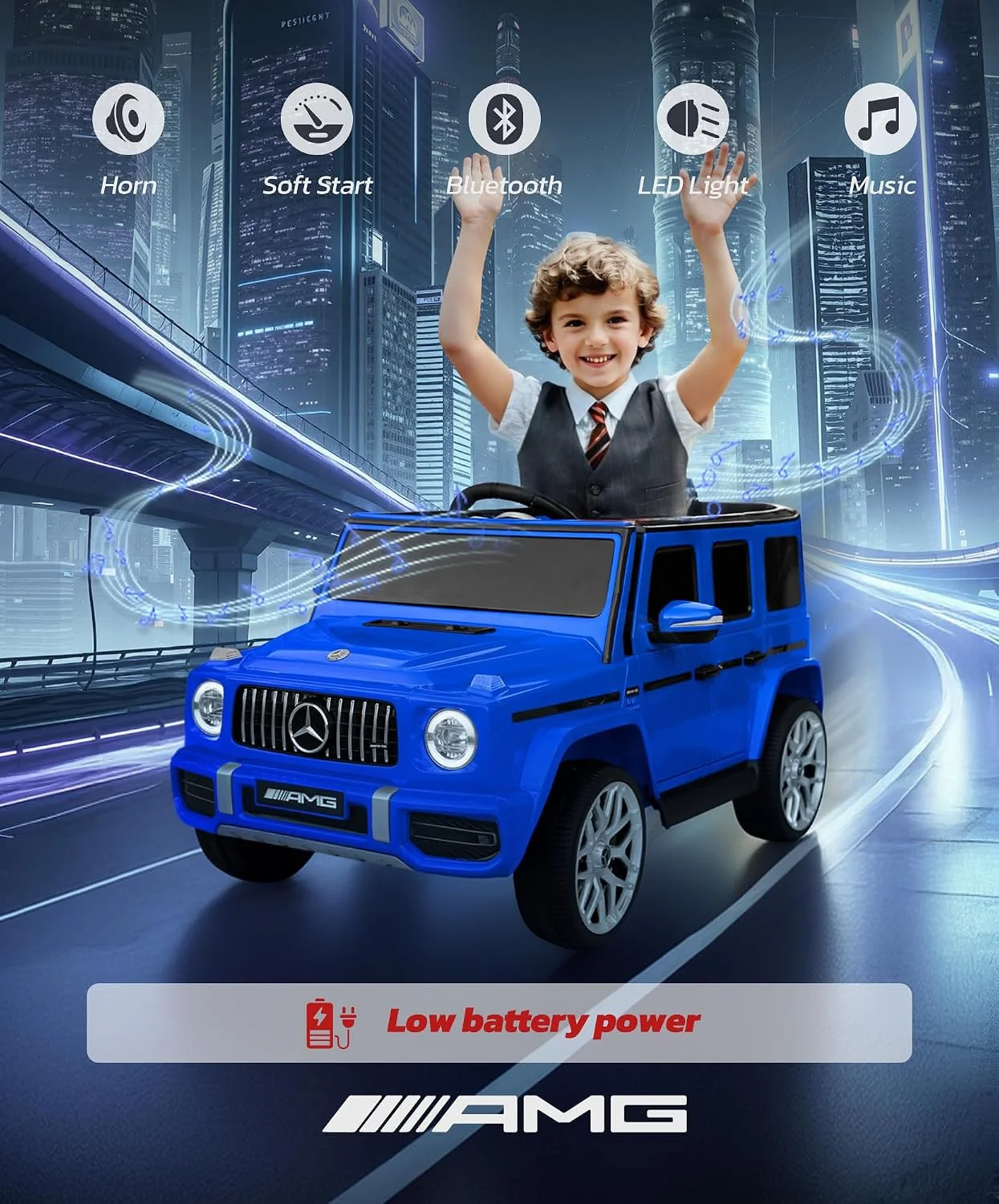 Mercedes-Benz AMG G63 Blue All-Terrain Ride-On Toy for Kids - Image 6