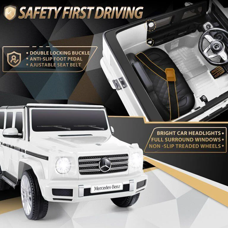 Licensed Mercedes-Benz G500 12V Ride-On Car with Remote Control and AUX/USB Connectivity for Kids - Image 24