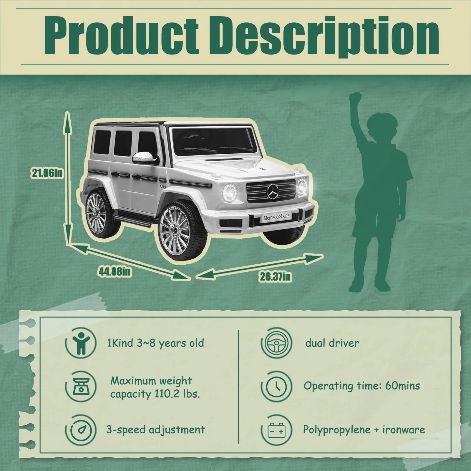 Licensed Mercedes-Benz G500 24V Battery-Powered Kids Ride-On Truck with Remote Control - Image 6