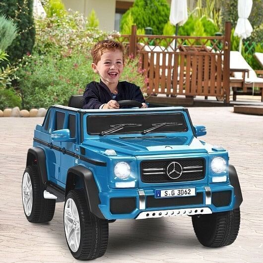 Licensed Mercedes-Benz Kids Ride On Car in Navy Blue - 12V Battery Powered - Image 3
