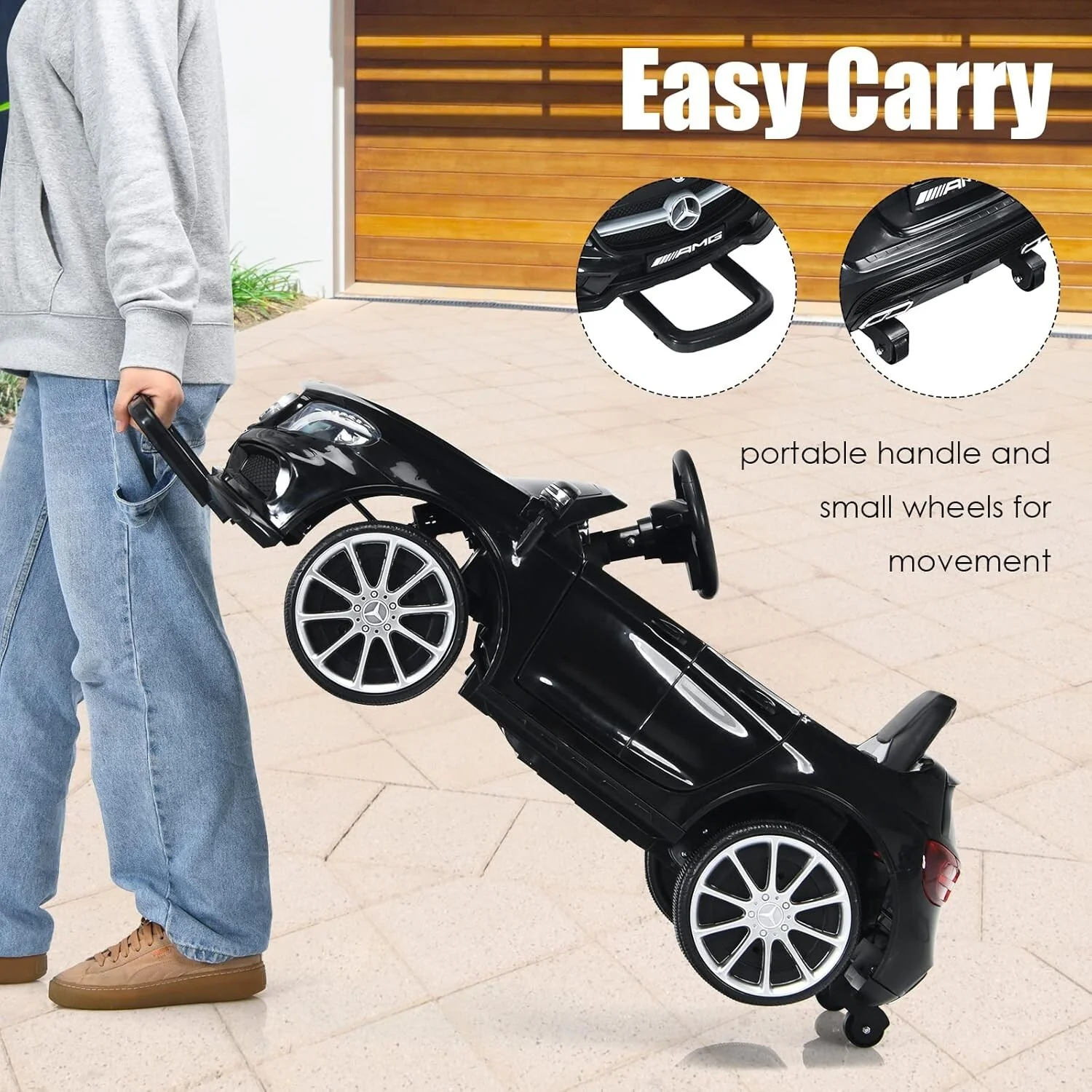 12V Electric Kids Ride-On Car with Remote Control, Black - Image 9