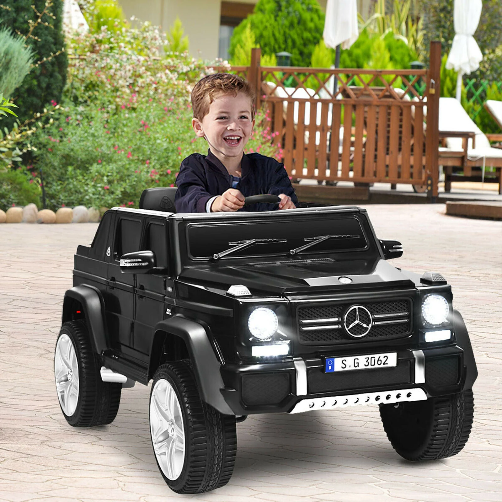 Licensed Mercedes-Benz Kids Ride On Car with RC Control and Trunk - Black - Image 3
