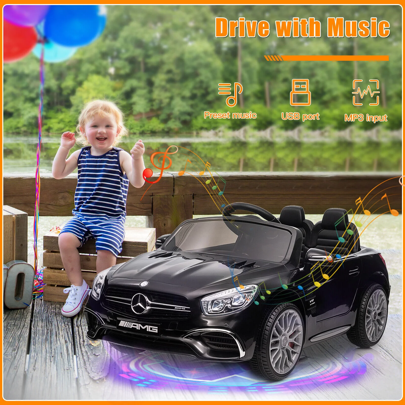 Licensed Mercedes Benz Kids Ride On Car with Remote Control - 12V Electric Battery Powered - Image 6