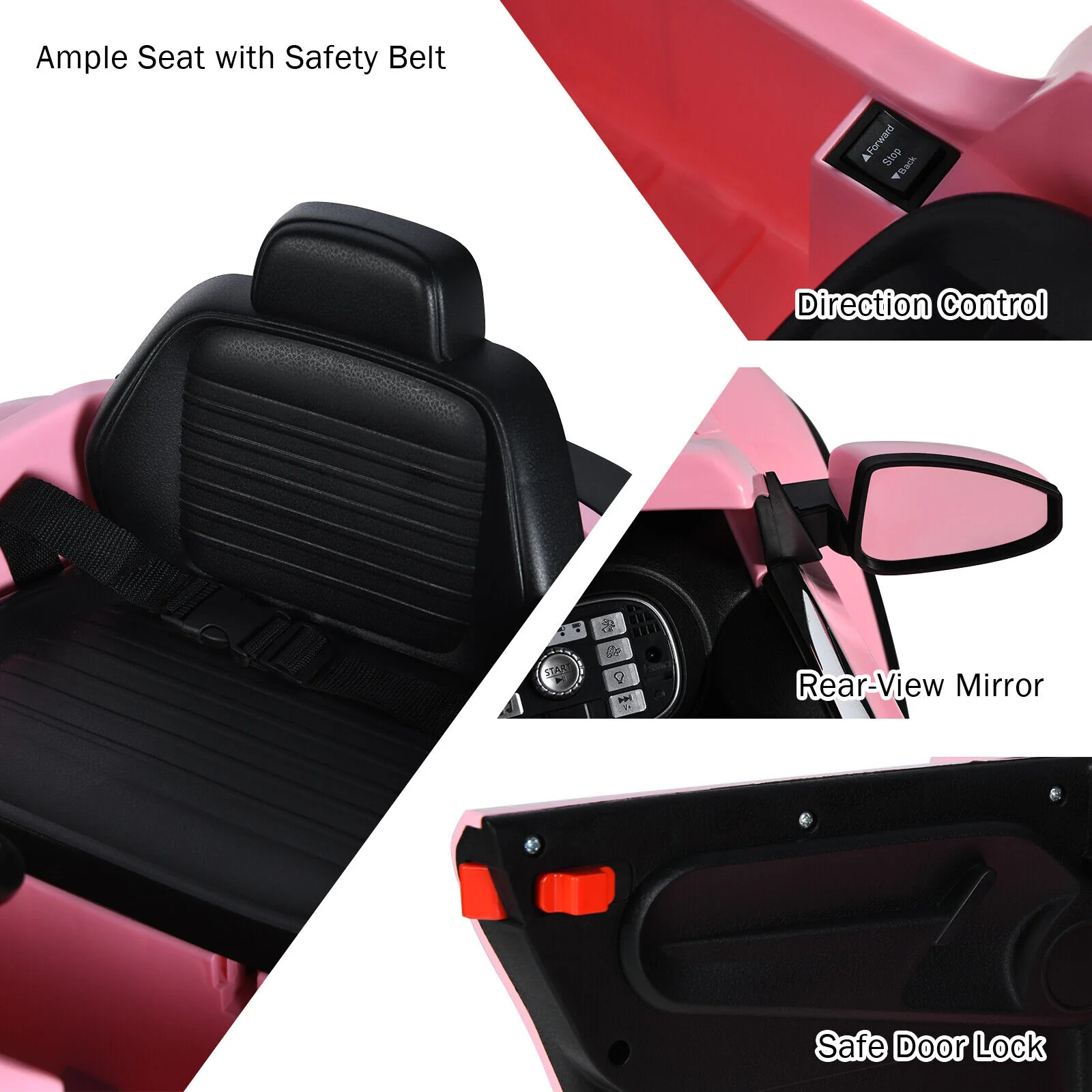 Licensed Pink Volkswagen Beetle Ride-On Car for Kids with Remote Control and Music - 12V - Image 9