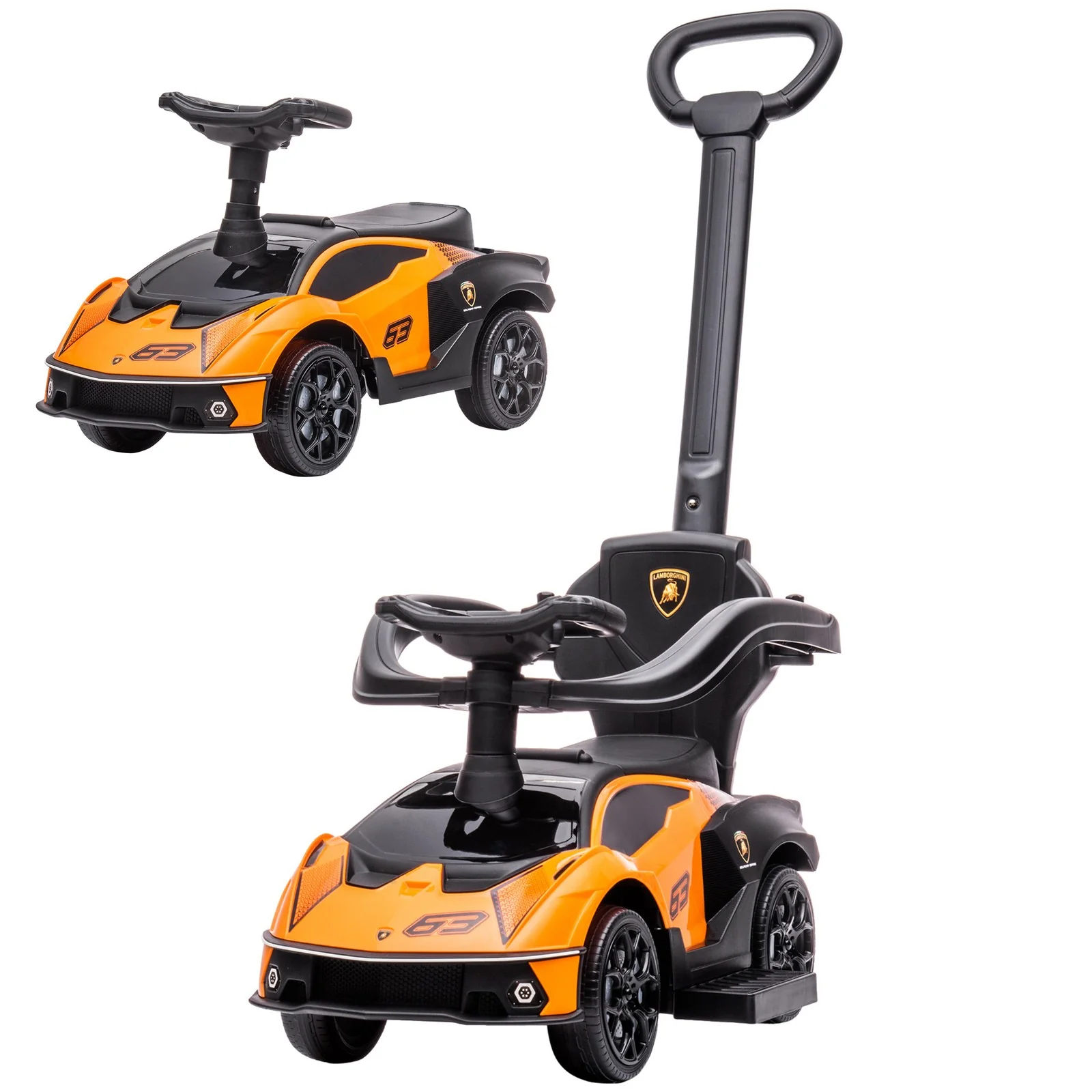 Toddler Orange Manual Push Ride-On Sliding Car Toy - Image 3
