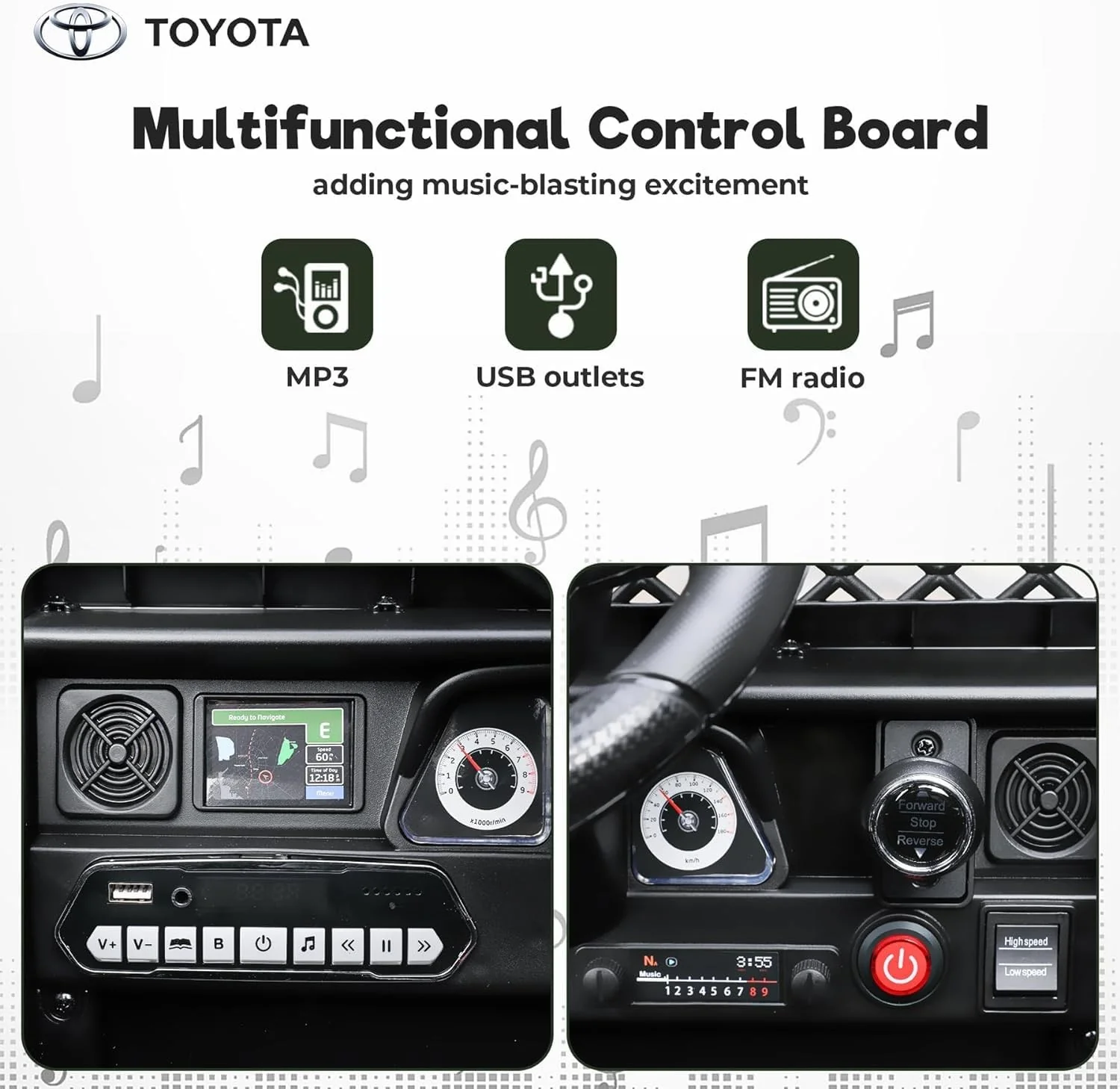 12V Licensed Toyota FJ Cruiser Electric Ride-On Truck with 7AH Battery for Toddlers - Image 6
