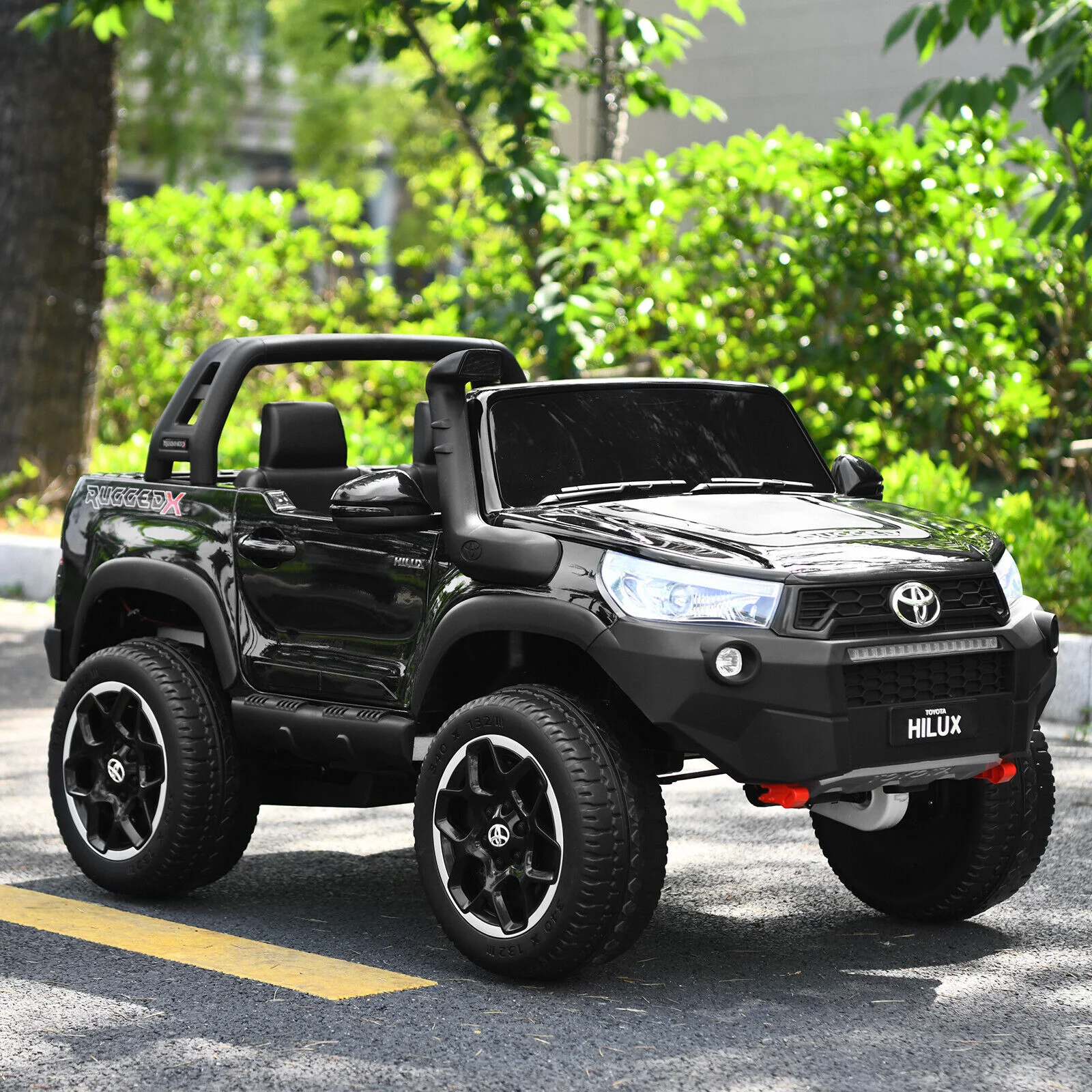 Licensed Toyota Hilux Ride On Truck Car 2-Seater 4WD with Remote Control - Painted Black - Image 3