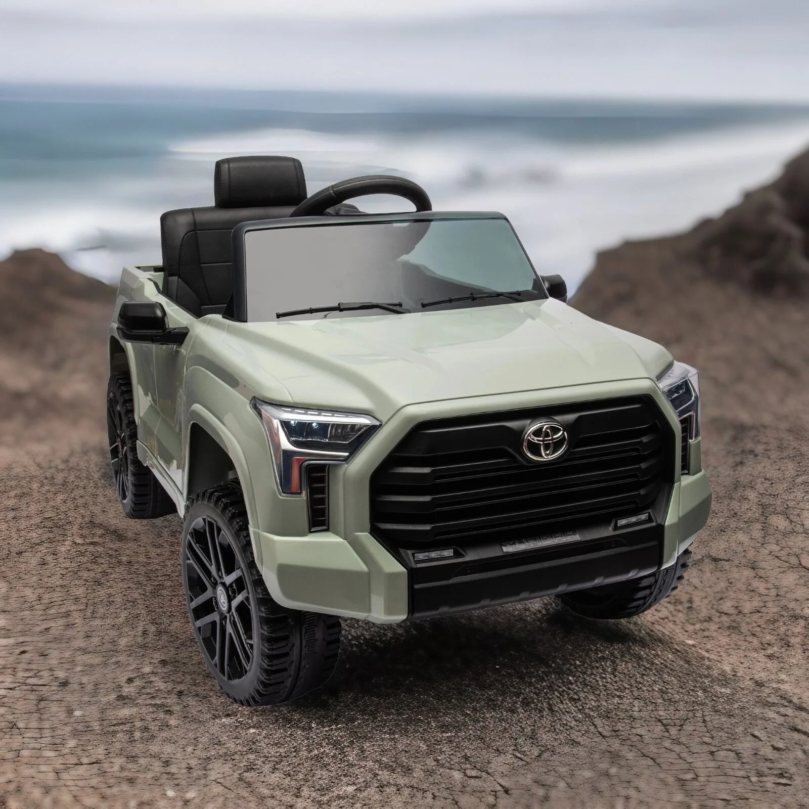 Licensed Toyota Tundra Olive 12V Kids Ride On Pickup Truck with 3 Speeds and Dual Motors - Image 4