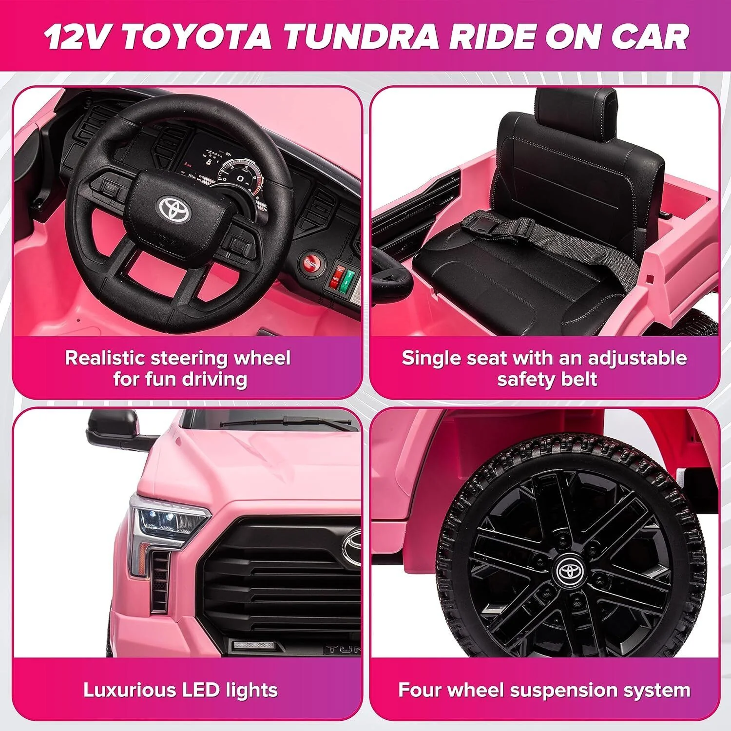 Licensed Toyota Tundra Pickup Electric Car for Kids - 12V 2-Seater Ride On Truck - Image 55