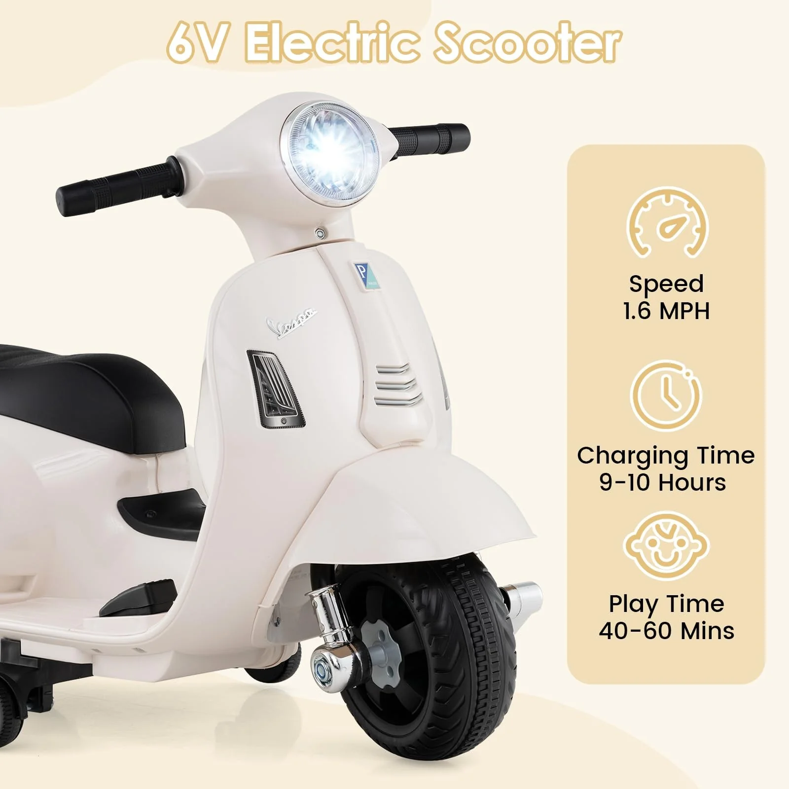 OLA KIDS Vespa Scooter Electric Ride-On Motorcycle for Kids, 6V - Image 4