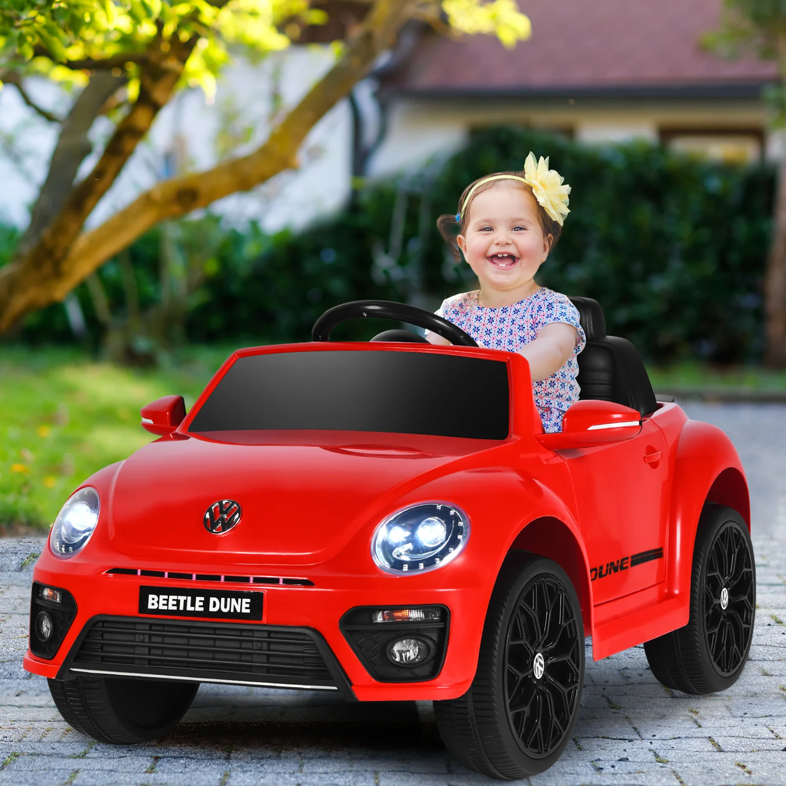 Licensed Volkswagen Beetle 12V Ride On Car with Remote Control and Music for Kids - Image 20