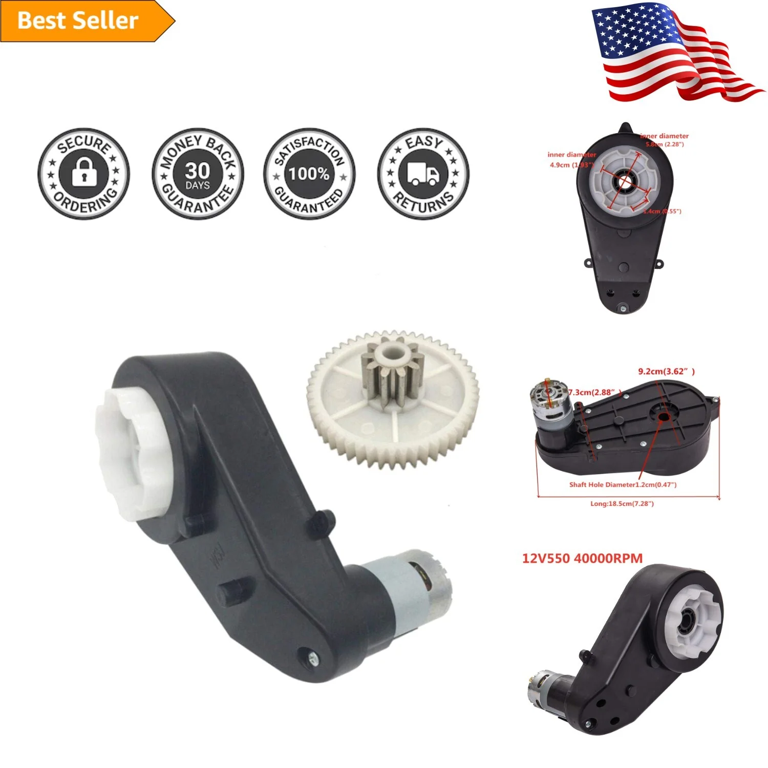 Lightweight 12V DC Motor and Gearbox for Kids' Ride-On Cars with Easy Installation - Image 12