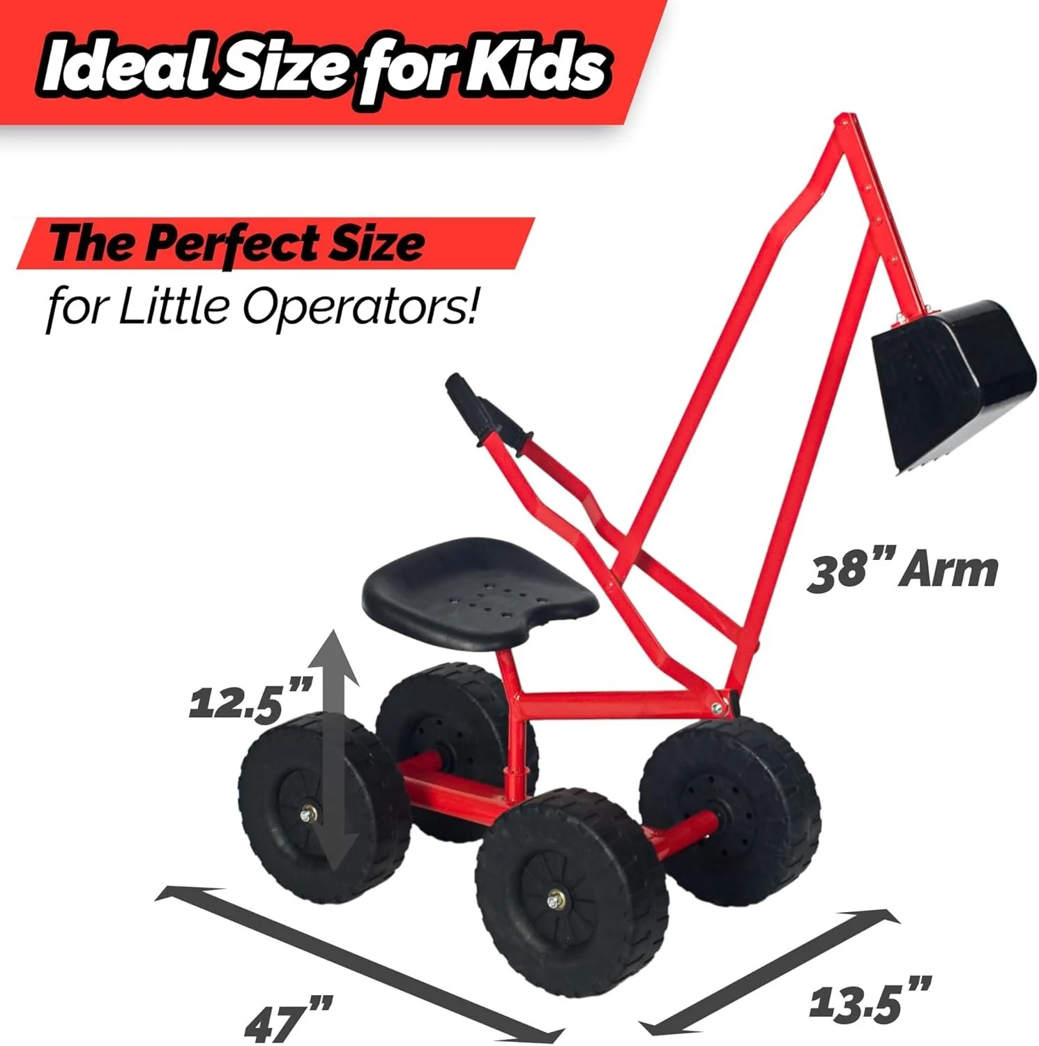 Lightweight Excavator Ride-On Toy with 8-Inch Monster Wheels for All-Terrain Use - Image 10