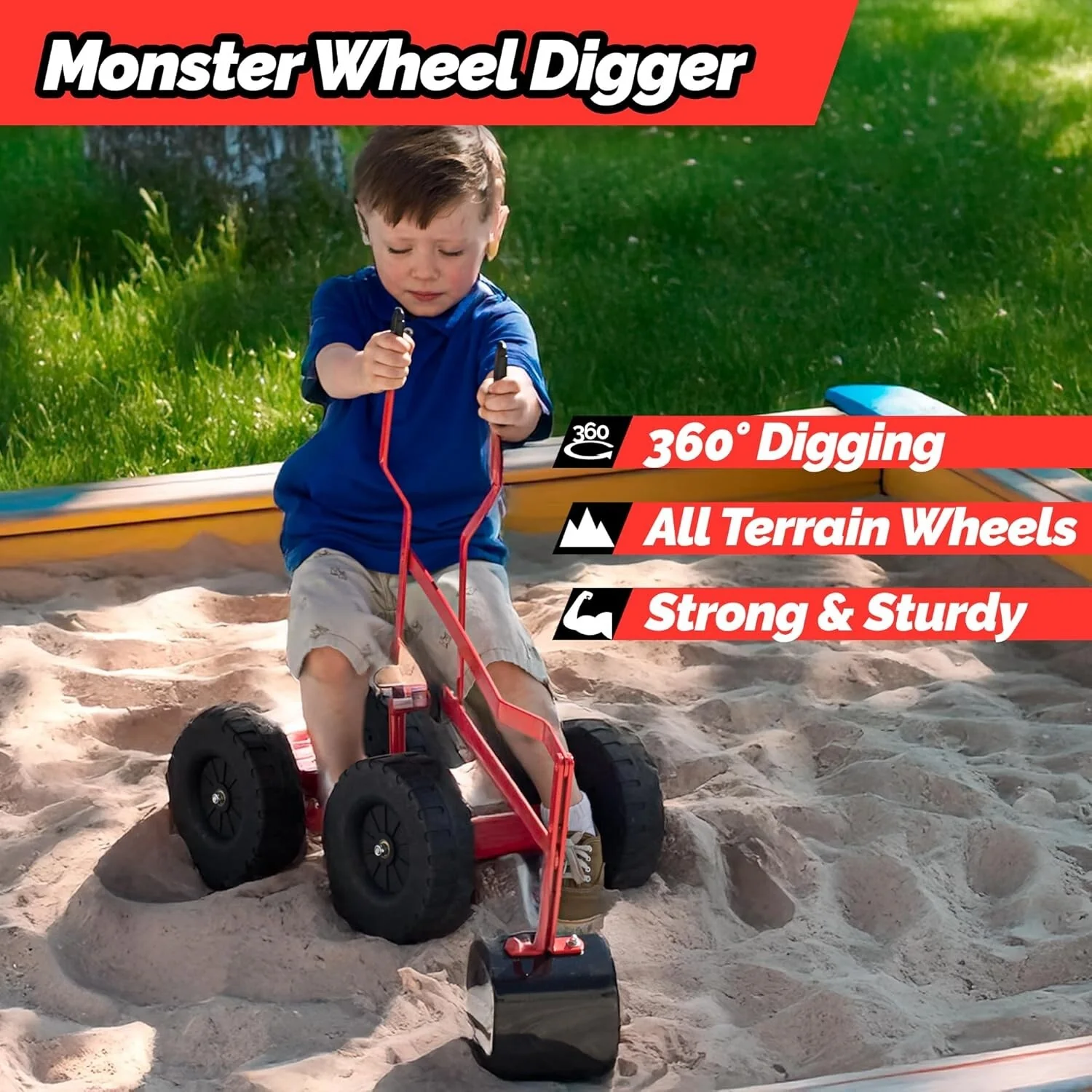 Lightweight Excavator Ride-On Toy with 8-Inch Monster Wheels for All-Terrain Use - Image 4