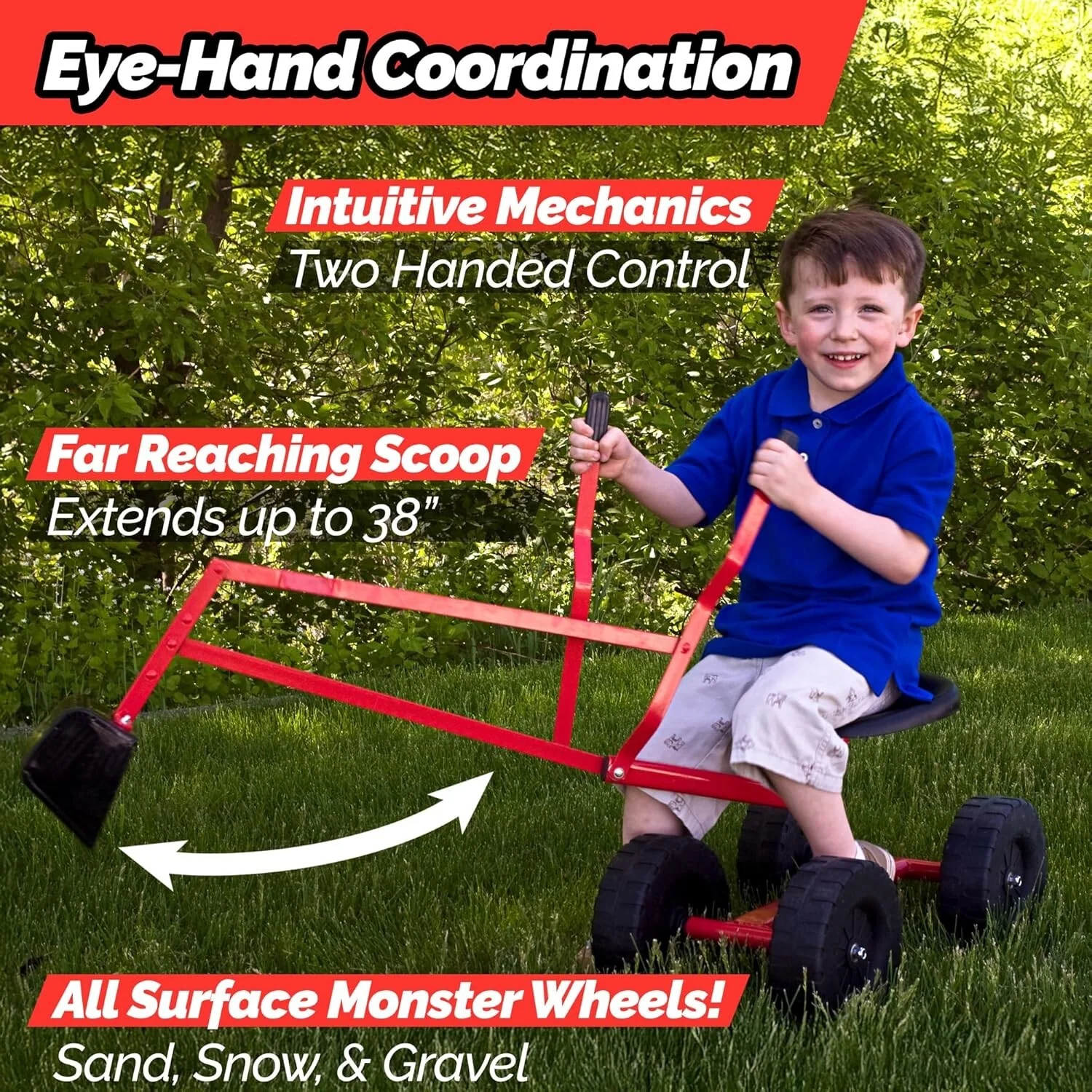 Lightweight Excavator Ride-On Toy with 8-Inch Monster Wheels for All-Terrain Use - Image 5