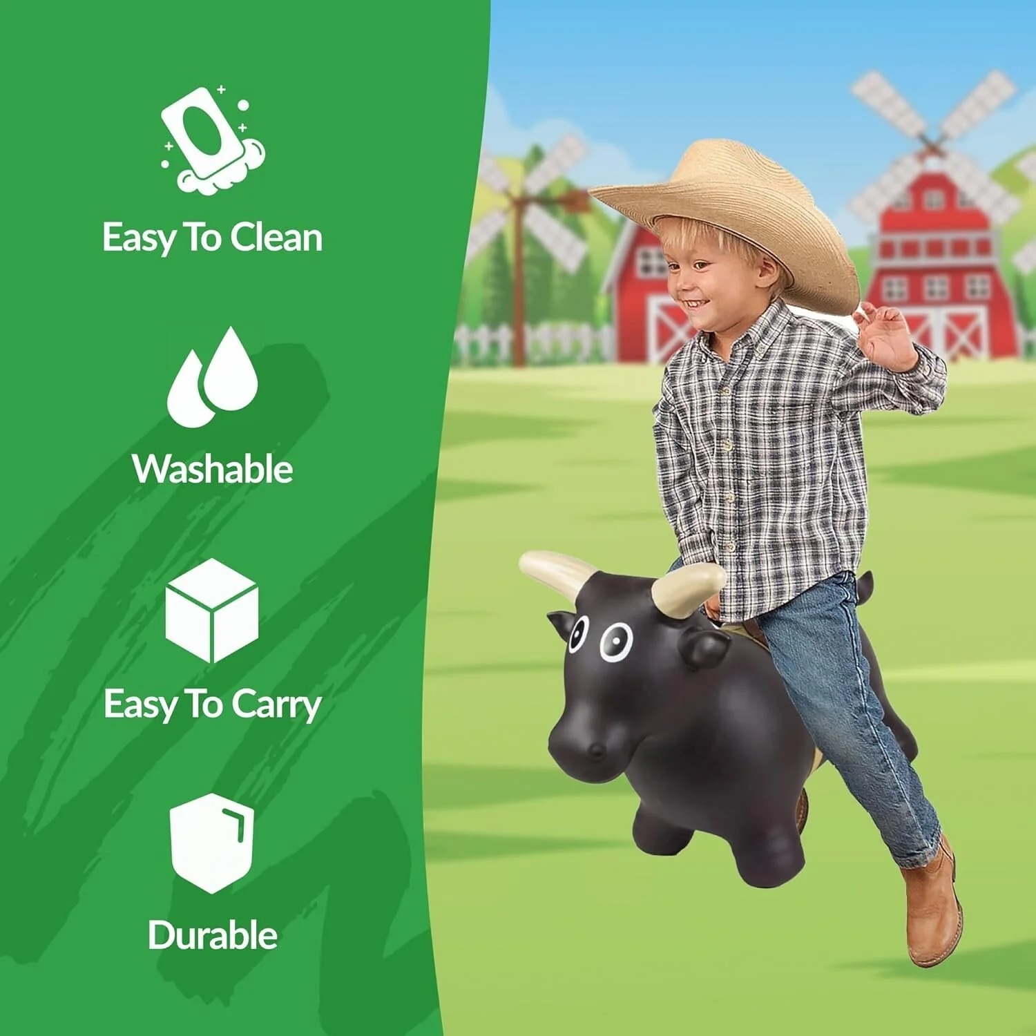 Inflatable Rodeo Bull Ride-On Toy for Toddlers and Kids - Image 4