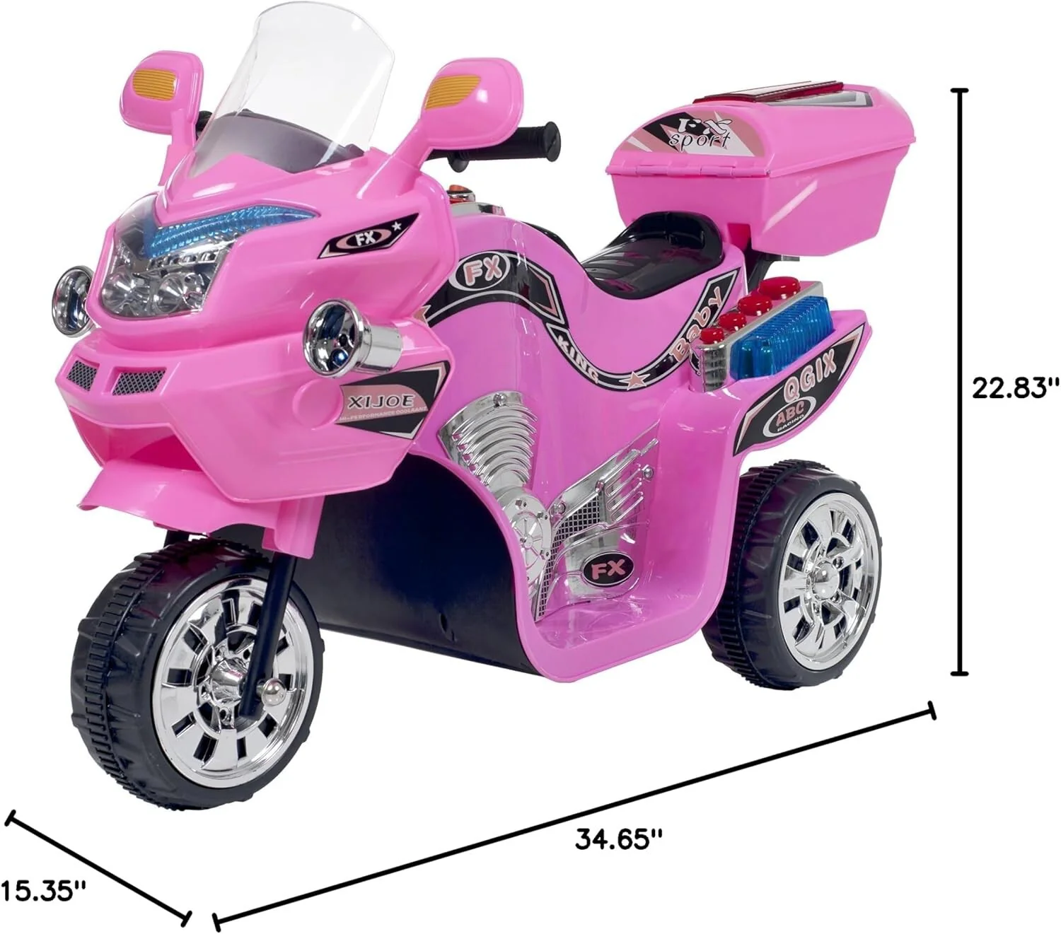 Little Rider 3-Wheel Battery-Powered Sport Trike Ride-On Motorcycle Pink - Image 10