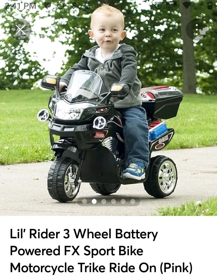 Little Rider 3-Wheel Battery-Powered FX Sport Bike Trike Ride-On Pink