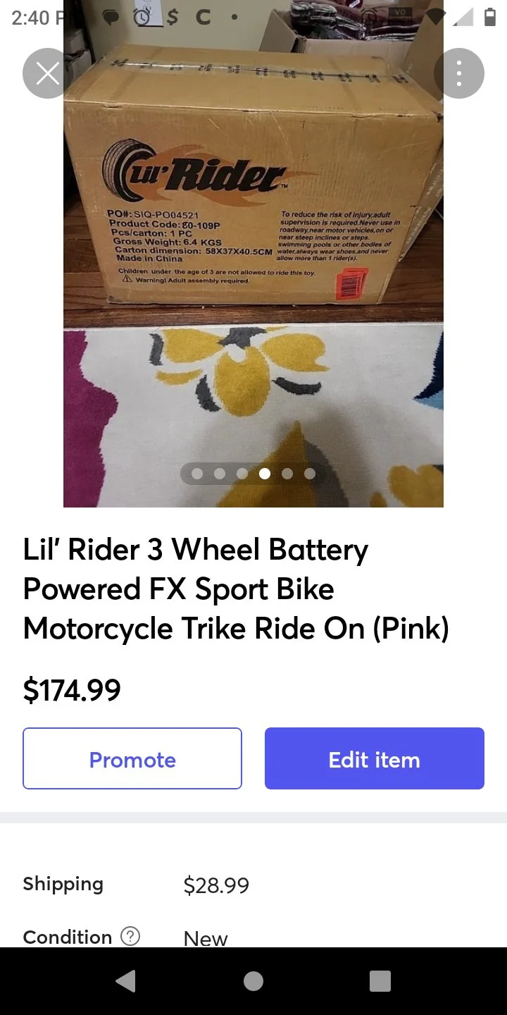 Little Rider 3-Wheel Battery-Powered FX Sport Bike Trike Ride-On Pink - Image 5
