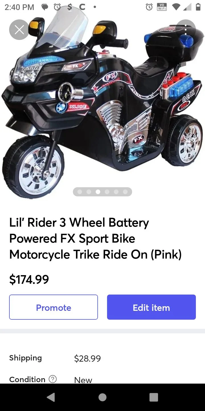 Little Rider 3-Wheel Battery-Powered FX Sport Bike Trike Ride-On Pink - Image 6