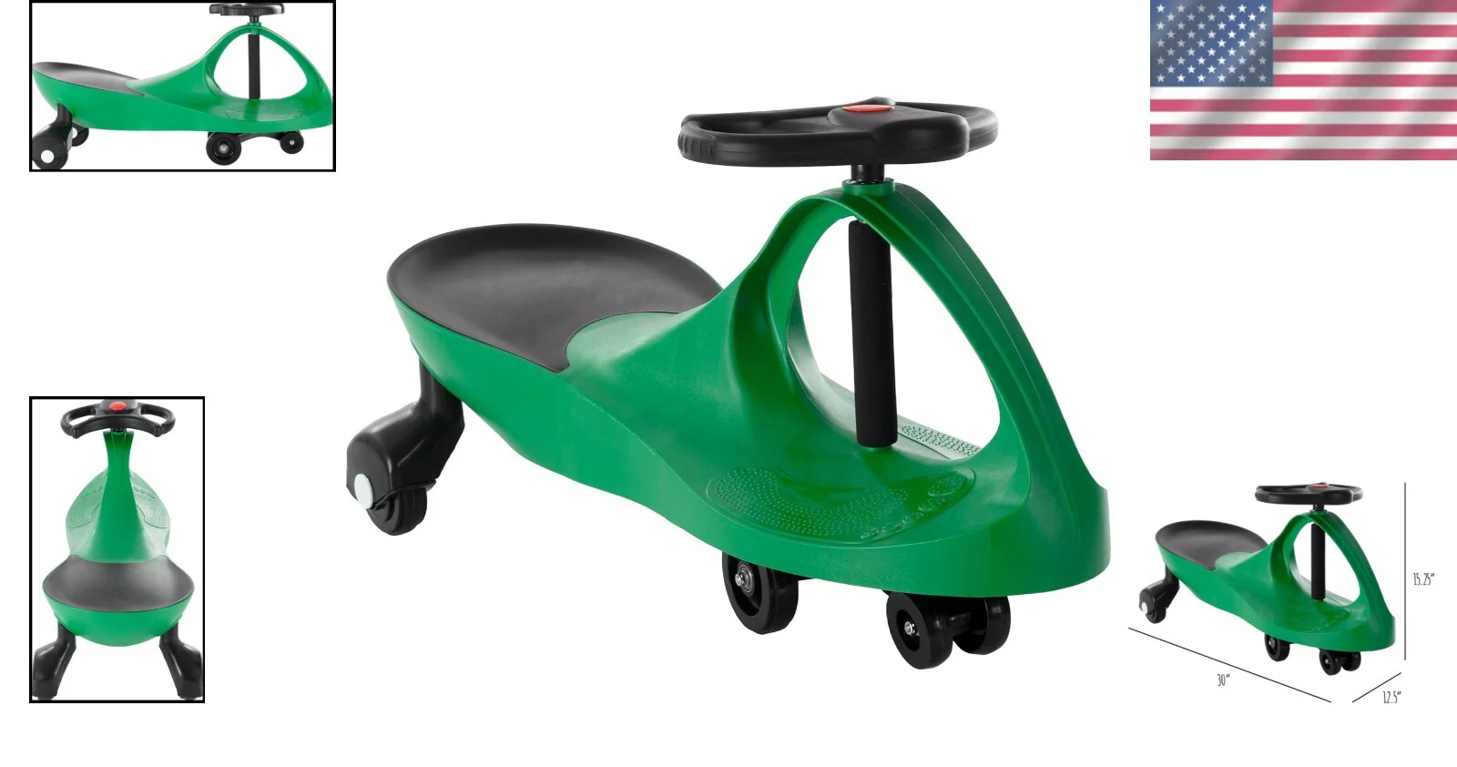 Green Wiggle Ride-On Car for Kids - Safe and Durable Indoor Outdoor Toy - Image 2