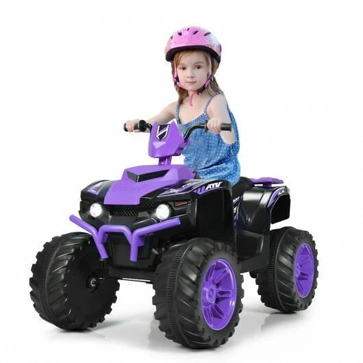 Long-Lasting 12V Kids Electric ATV Quad Ride On Car with LED Light-Purple - Image 7