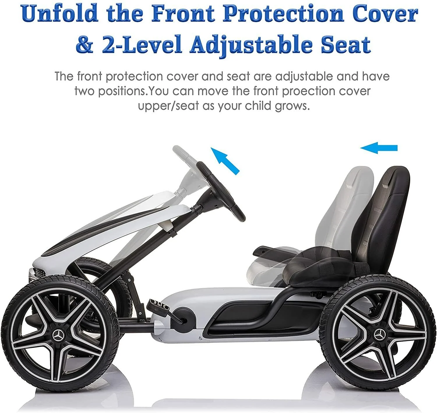 LUCKYERMORE Kids Pedal Go Kart Benz Racer Quad with Adjustable Seat for Outdoor Fun - Image 2