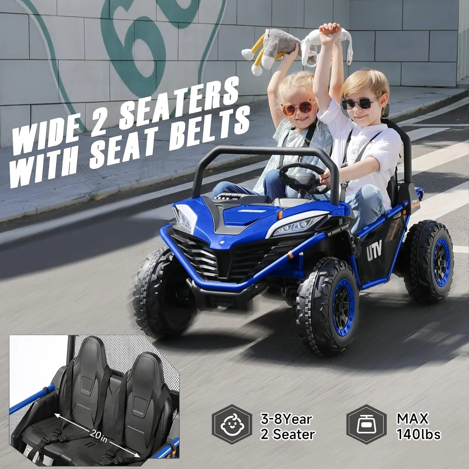 Luxury 2-Seater XL 12V 4WD Kids Ride-On UTV with Bluetooth and Remote Control - Image 4