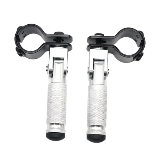 M8 Foldable Silver Motorcycle Foot Pegs Front and Rear Footrests