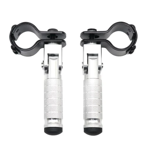 M8 Foldable Silver Motorcycle Foot Pegs Front and Rear Footrests - Image 2