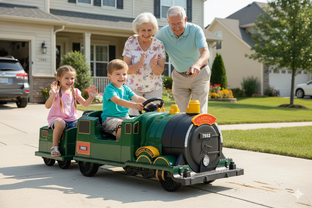 Kids Ride-On Train for Backyard Fun – Battery Powered w/Magic Cars® Remote Control, Real Steam Stack, MP3 & Working Caboose (Ages 1–10) - Image 41