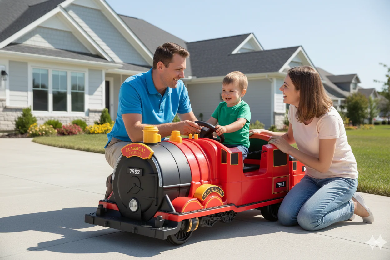 Kids Ride-On Train for Backyard Fun – Battery Powered w/Magic Cars® Remote Control, Real Steam Stack, MP3 & Working Caboose (Ages 1–10) - Image 5