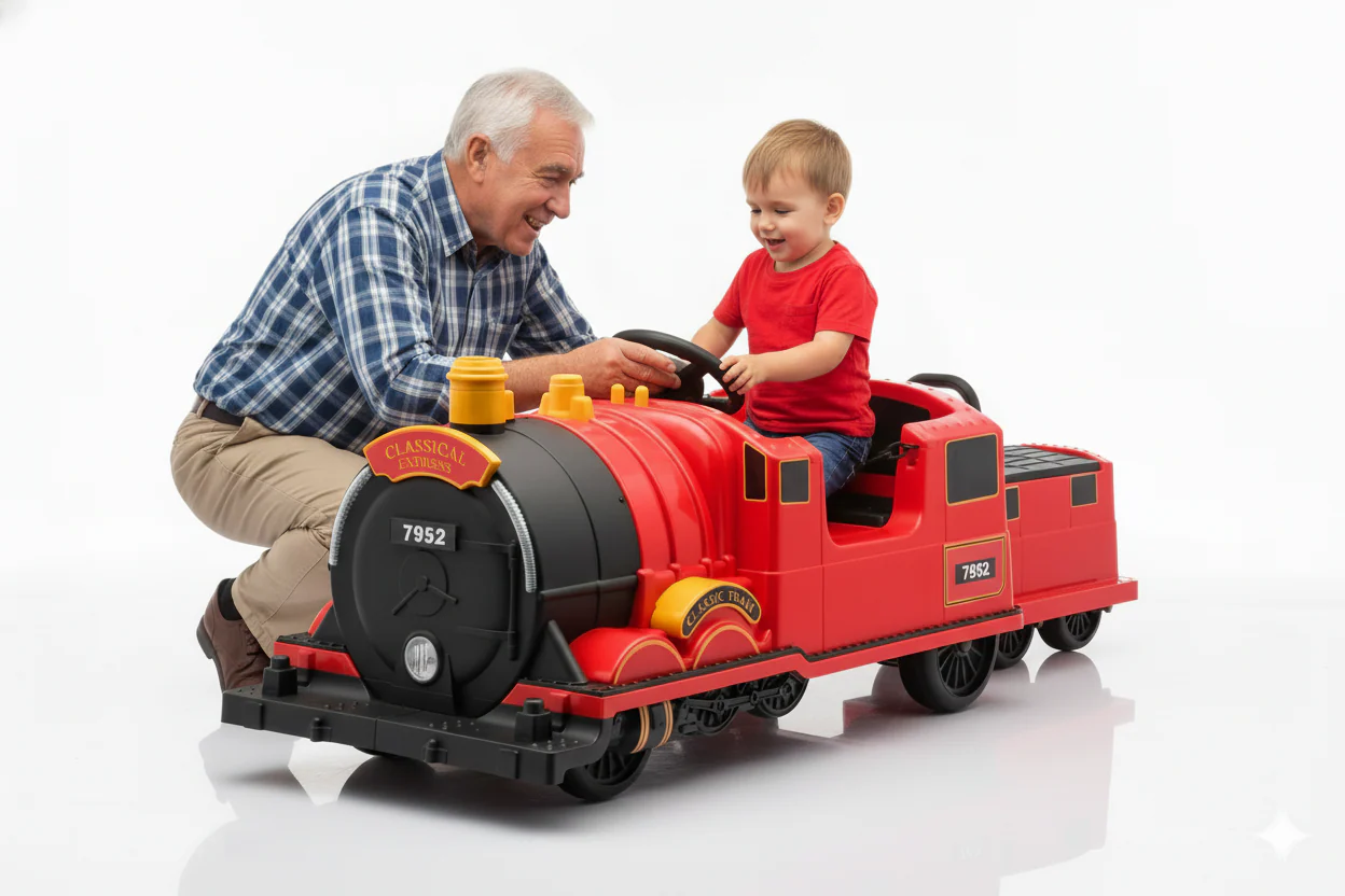 Kids Ride-On Train for Backyard Fun – Battery Powered w/Magic Cars® Remote Control, Real Steam Stack, MP3 & Working Caboose (Ages 1–10) - Image 7