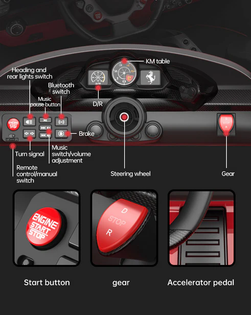 Kids Ferrari 488 Ride On Car For Children W/Wireless Parental Control - Image 8