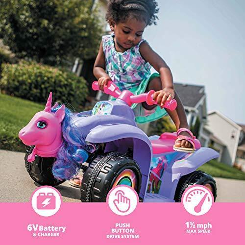 Magical Toddler Unicorn Quad Ride-On Toy with 6V Battery for Kids Ages 1.5-3 in Purple - Image 3
