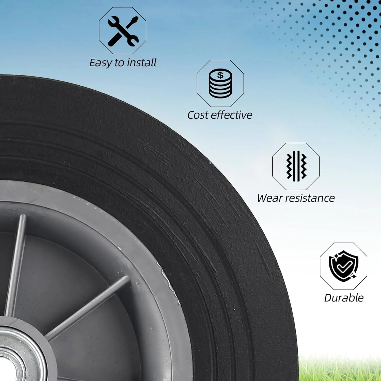 10-Inch Maintenance-Free Solid Rubber Flat-Free Tires 2-Pack for All Applications - Image 5