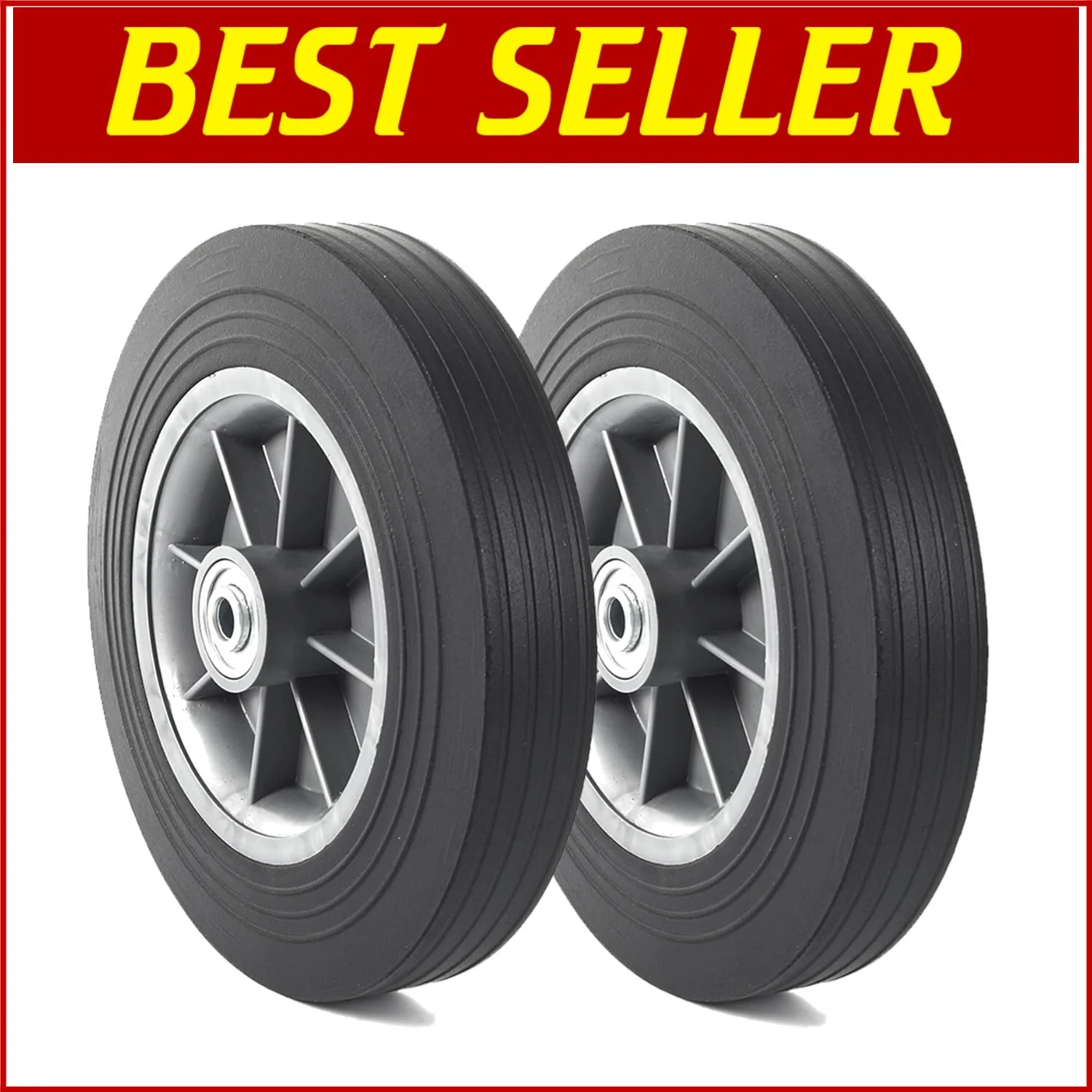 10-Inch Maintenance-Free Solid Rubber Flat-Free Tires 2-Pack for All Applications - Image 9