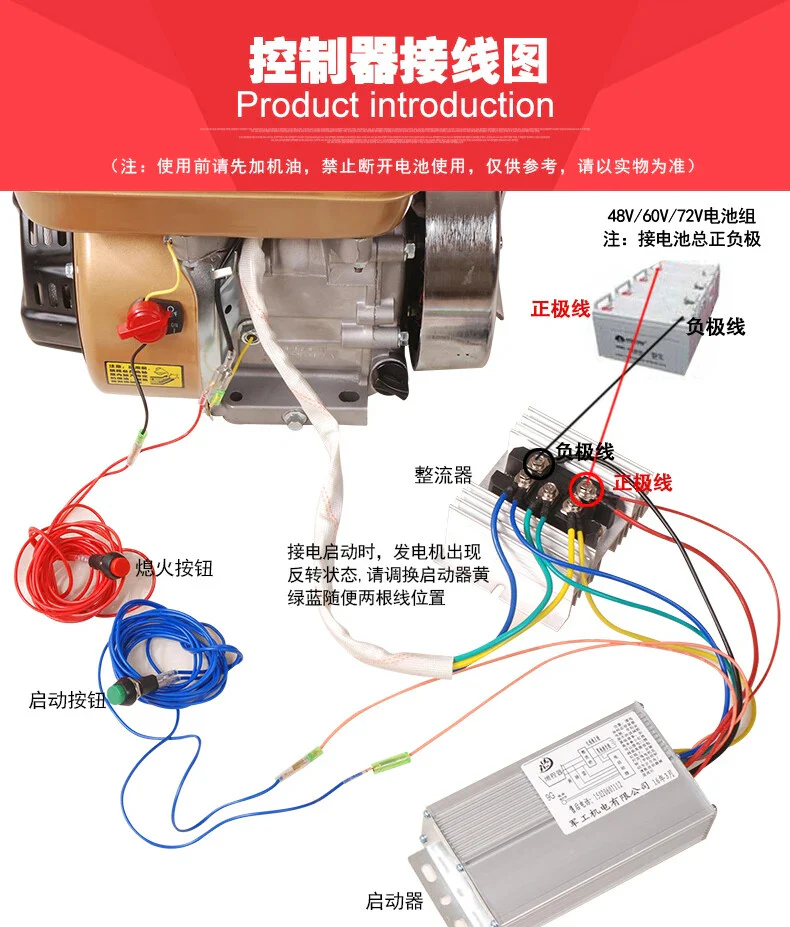 Manual Range Extender for 48V-72V Electric and Gasoline Tricycle Charging Generator - Image 8