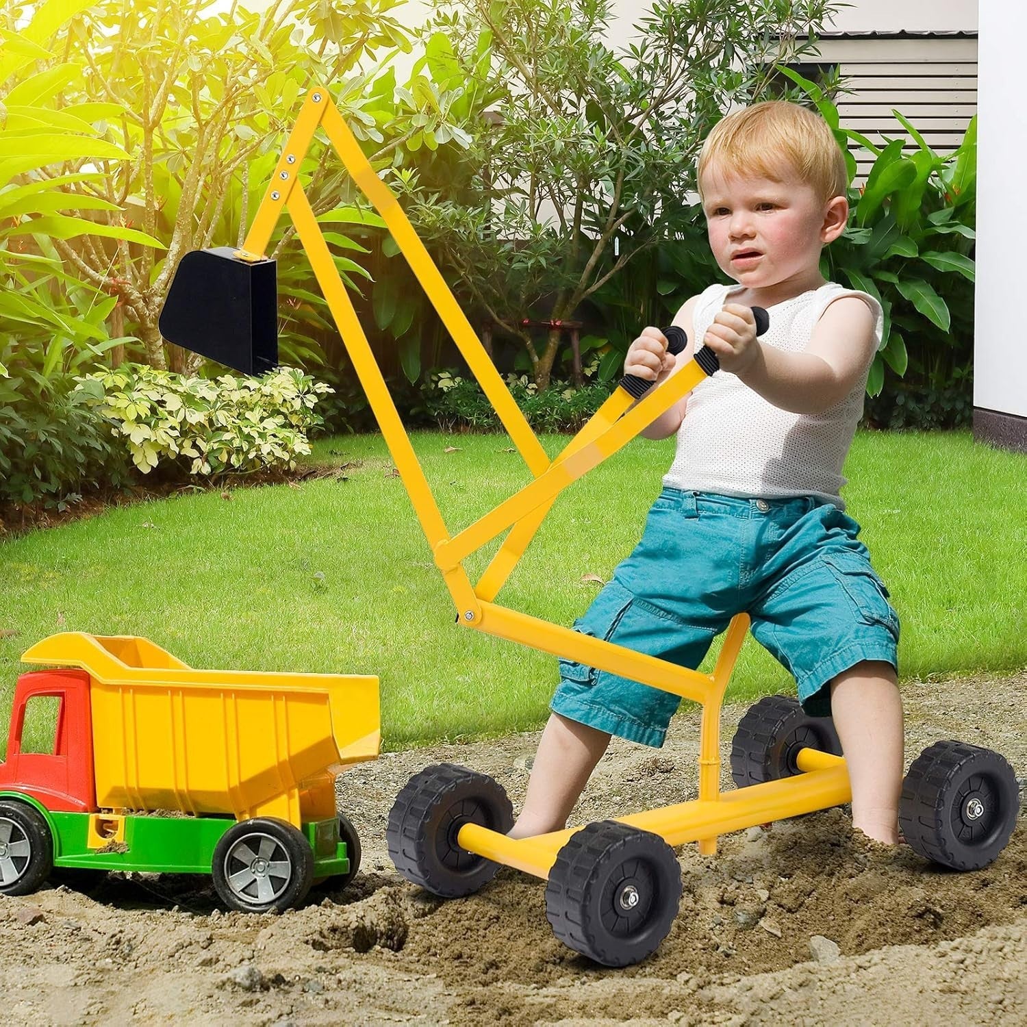 Kid's Manual Sand Excavator with 360° Rotating Seat and Durable Weather-Resistant Build - Image 4