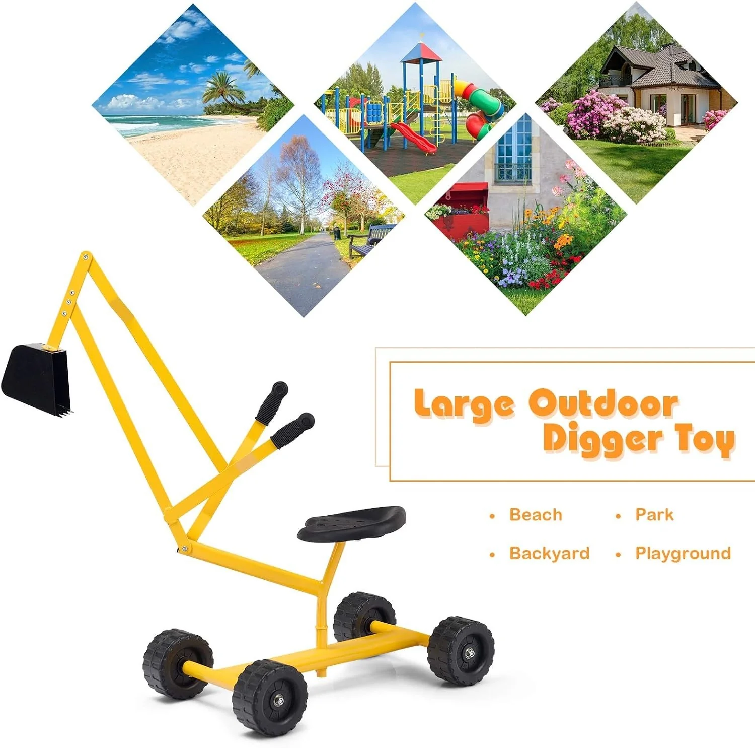 Kid's Manual Sand Excavator with 360° Rotating Seat and Durable Weather-Resistant Build - Image 9