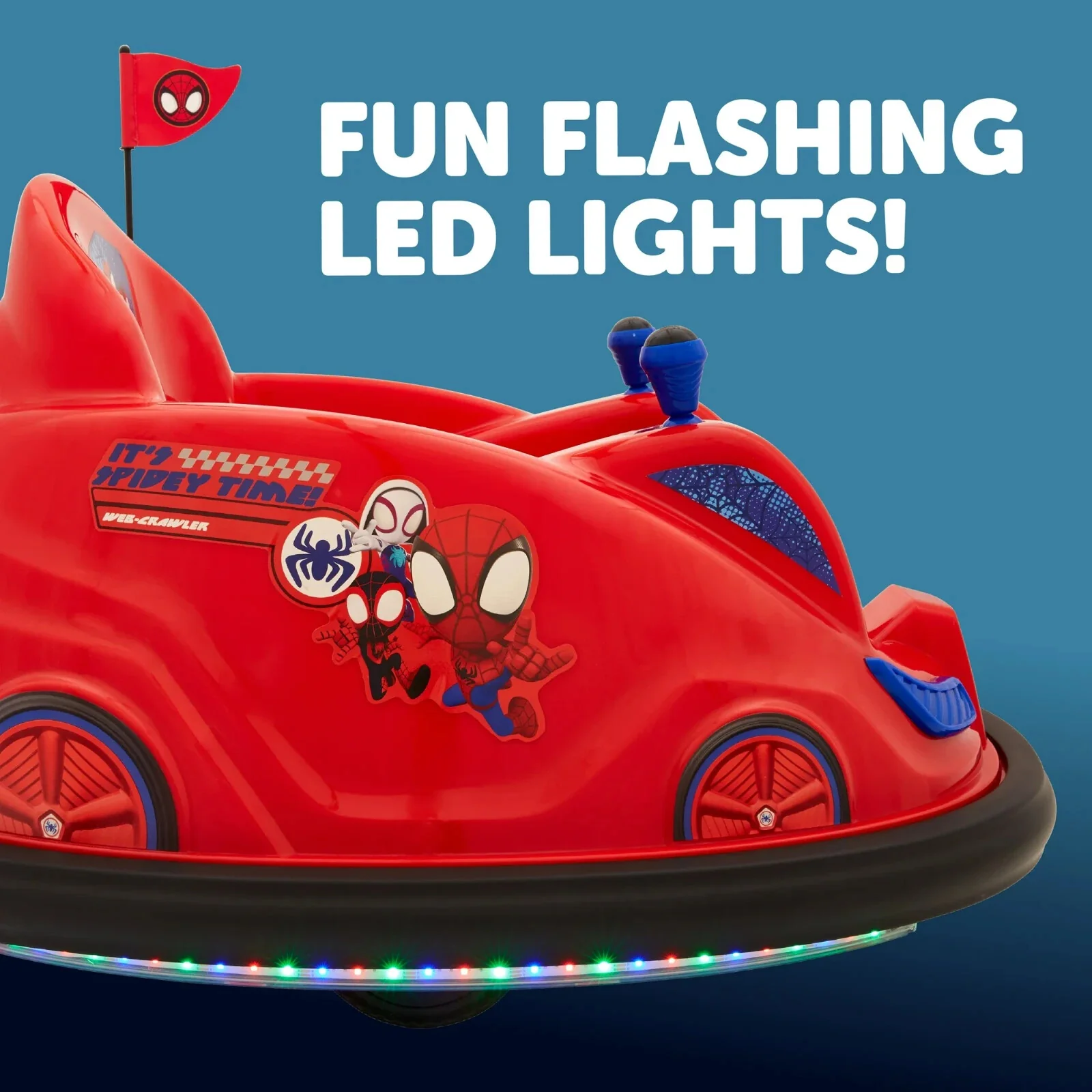 Battery-Powered Spider-Man Ride-On Bumper Car for Ages 18-48 Months, Red - Image 5