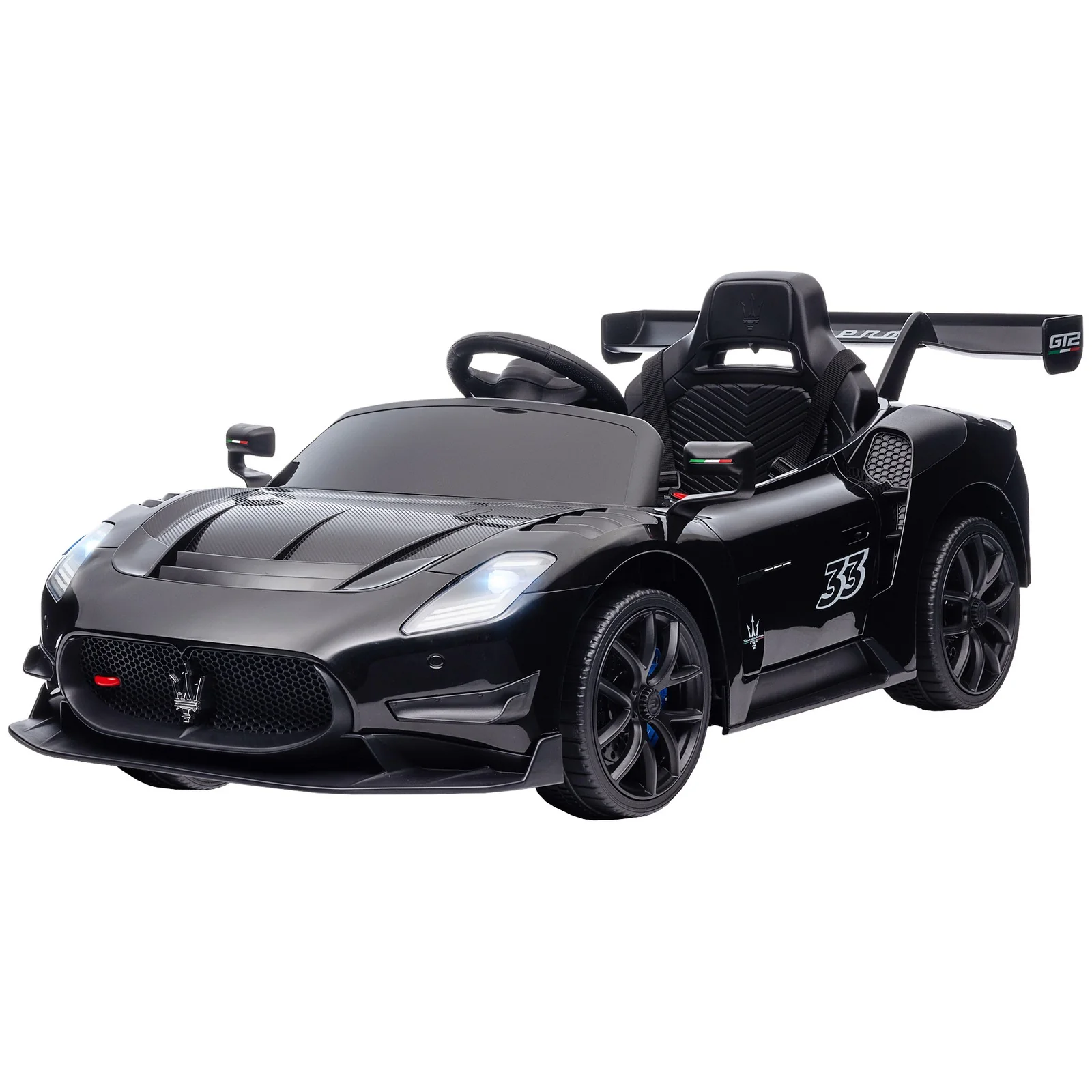 12V Licensed GT2 Ride-On Car with Shock Absorbers Black - Image 4